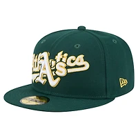 Men's New Era Green Athletics Overlap 59FIFTY Fitted Hat