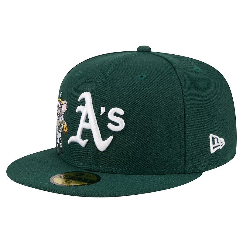 Casquette ajustée New Era Athletics Run Mascot 59FIFTY verte pour homme