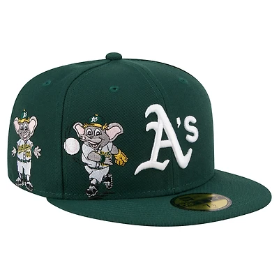 Casquette ajustée New Era Athletics Run Mascot 59FIFTY verte pour homme