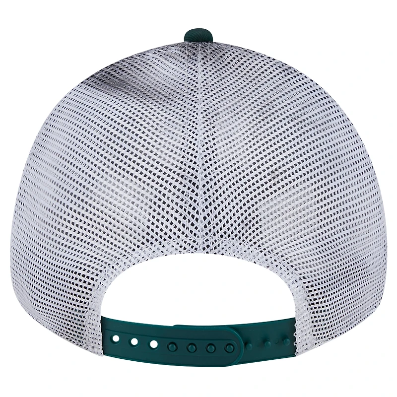 Men's New Era Green Athletics Team Slick Trucker 9TWENTY Adjustable Hat
