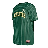 Men's New Era Green Athletics Throwback Pinstripe T-Shirt