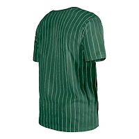Men's New Era Green Athletics Throwback Pinstripe T-Shirt