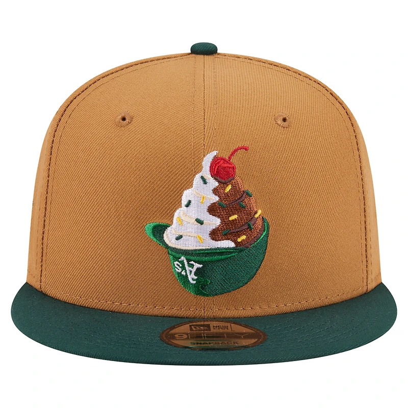 Men's New Era Khaki/Green Athletics Ice Cream 9FIFTY Snapback Hat