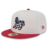 Casquette ajustée New Era Kaki/Rouge Athletics 2024 Fourth of July 59FIFTY pour homme