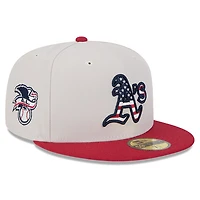 Casquette ajustée New Era Kaki/Rouge Athletics 2024 Fourth of July 59FIFTY pour homme