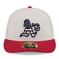 Men's New Era Khaki/Red Athletics 2024 Fourth of July Low Profile 59FIFTY Fitted Hat