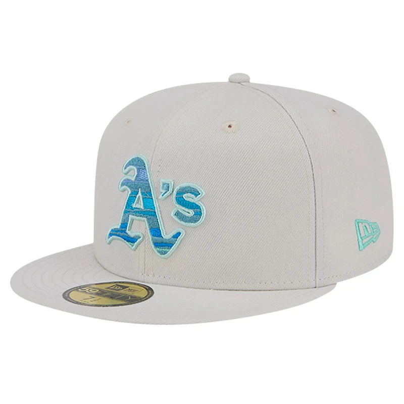 Men's New Era Khaki Athletics Stone Mist 59FIFTY Fitted Hat