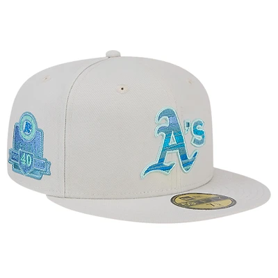 Men's New Era Khaki Athletics Stone Mist 59FIFTY Fitted Hat