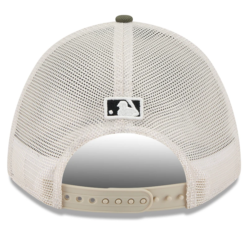 Men's New Era Light Beige/Olive Athletics 2025 Armed Forces Day 9FORTY M-Crown A-Frame Adjustable Hat