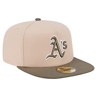 Men's New Era Light Beige/Olive Athletics Two-Tone Color Pack A-Frame 59FIFTY Fitted Hat
