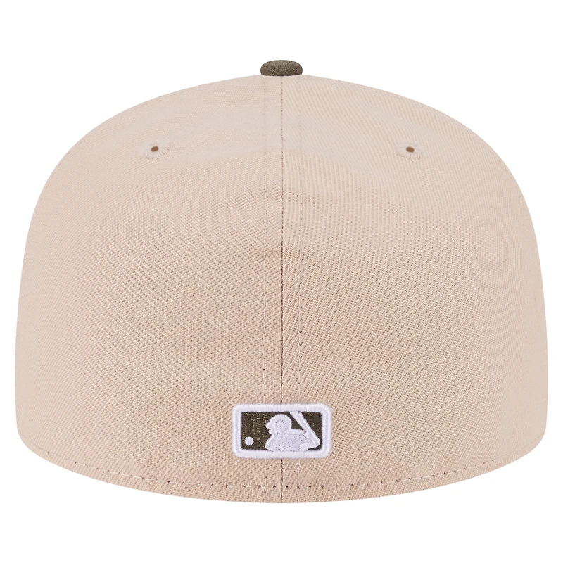 Men's New Era Light Beige/Olive Athletics Two-Tone Color Pack A-Frame 59FIFTY Fitted Hat