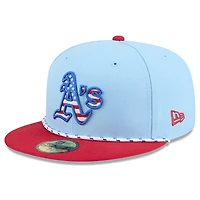 Casquette ajustée New Era 59FIFTY bleu clair/rouge Athletics 2025 pour homme