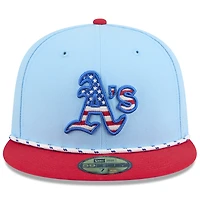 Men's New Era Light Blue/Red Athletics 2025 Fourth of July 59FIFTY Fitted Hat