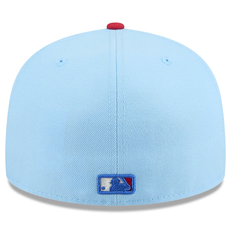 Casquette ajustée New Era 59FIFTY bleu clair/rouge Athletics 2025 pour homme