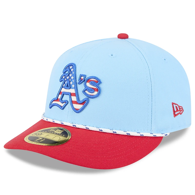 Men's New Era Light Blue/Red Athletics 2025 Fourth of July Low Profile 59FIFTY Fitted Hat