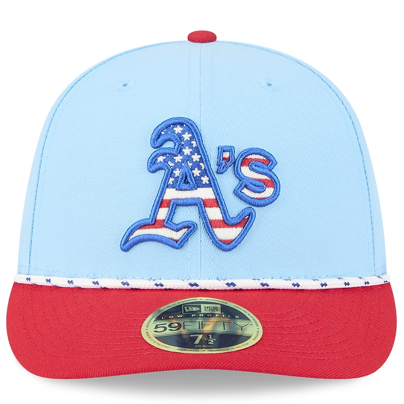 Men's New Era Light Blue/Red Athletics 2025 Fourth of July Low Profile 59FIFTY Fitted Hat