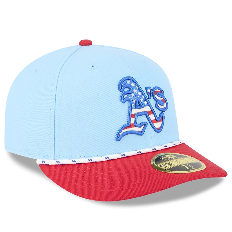 Men's New Era Light Blue/Red Athletics 2025 Fourth of July Low Profile 59FIFTY Fitted Hat