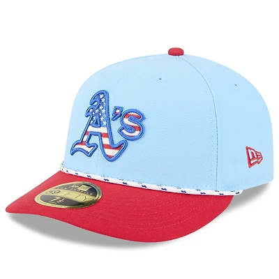 Men's New Era Light Blue/Red Athletics 2025 Fourth of July Low Profile 59FIFTY Fitted Hat