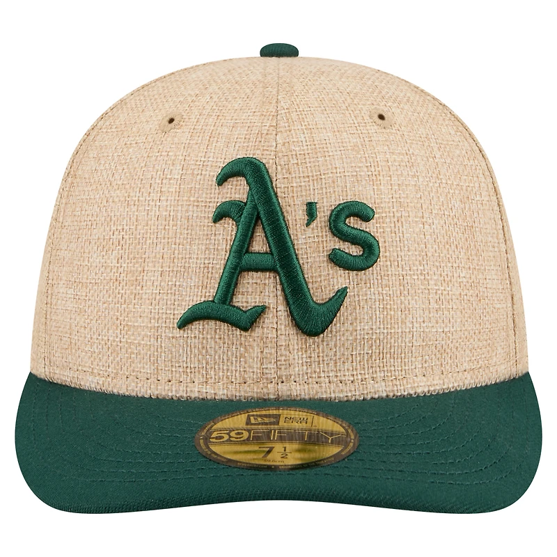 Men's New Era Natural/Green Athletics Twine 59FIFTY Fitted Hat