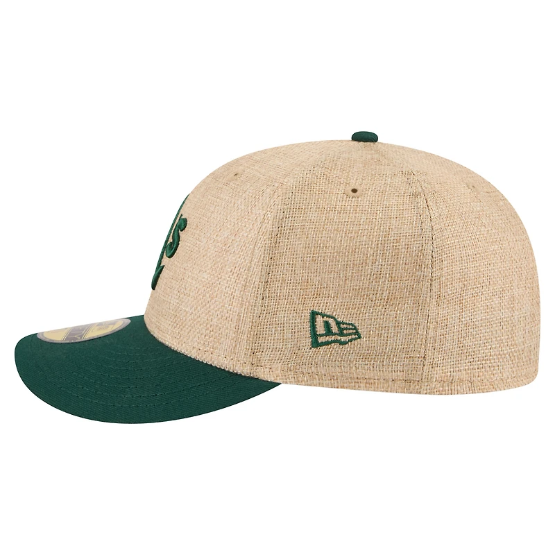 Men's New Era Natural/Green Athletics Twine 59FIFTY Fitted Hat