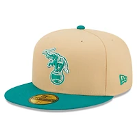 Men's New Era Natural/Teal Athletics Mango Forest 59FIFTY fitted hat