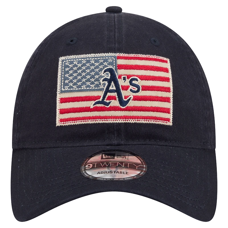Men's New Era Navy Athletics Americana Flag 9TWENTY Adjustable Hat