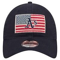 Men's New Era Navy Athletics Americana Flag 9TWENTY Adjustable Hat