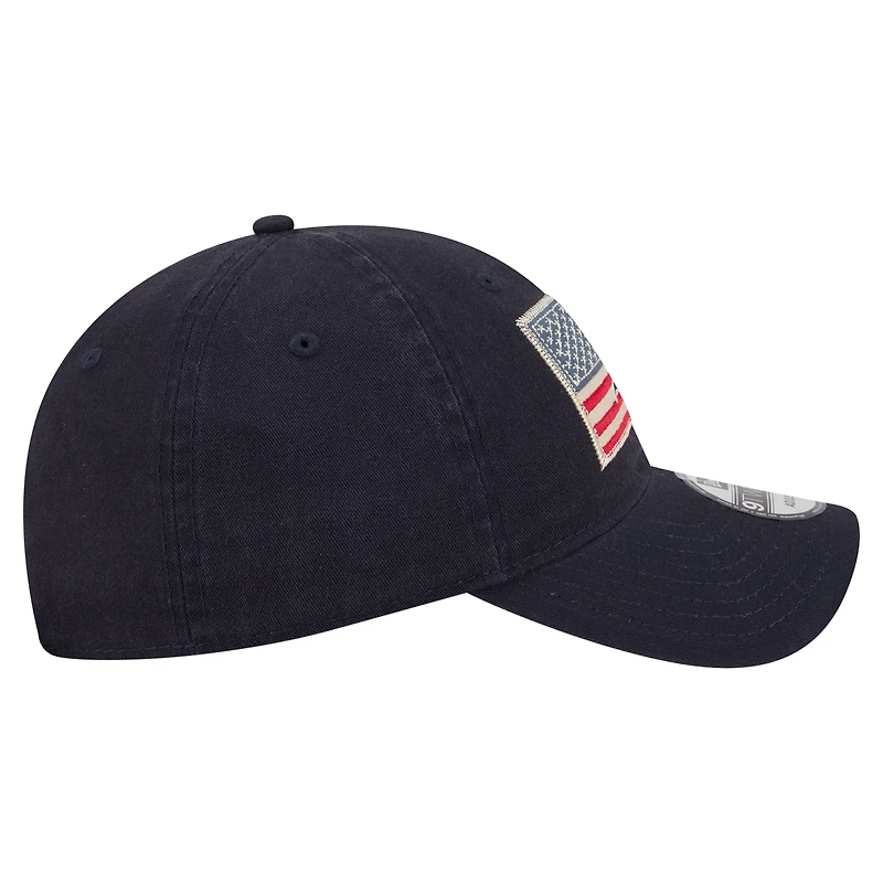 Men's New Era Navy Athletics Americana Flag 9TWENTY Adjustable Hat