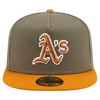 Men's New Era Olive/Orange Athletics Two-Tone Color Pack A-Frame 59FIFTY Fitted Hat