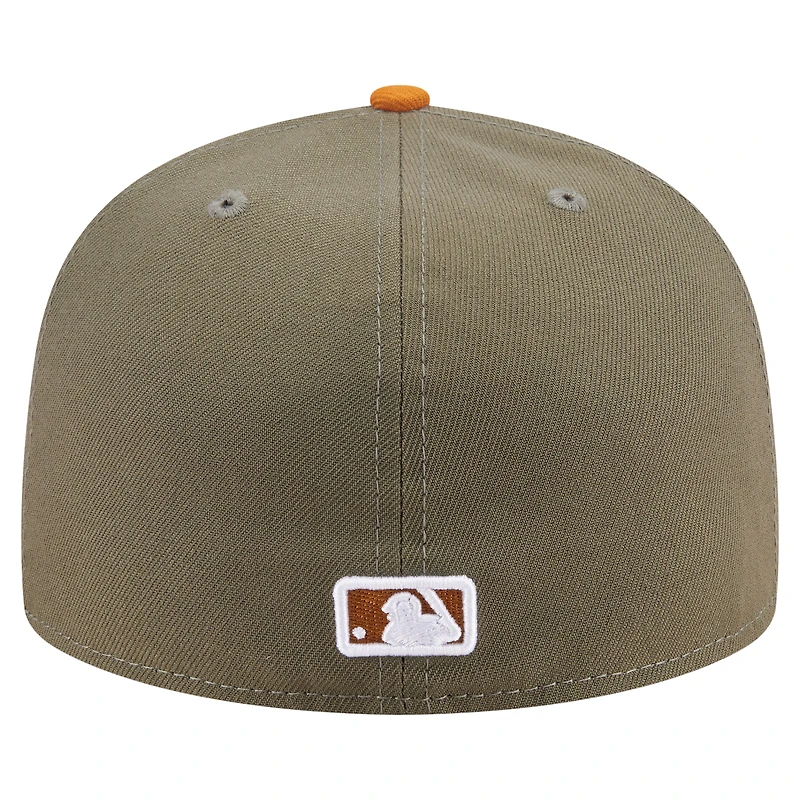Men's New Era Olive/Orange Athletics Two-Tone Color Pack A-Frame 59FIFTY Fitted Hat