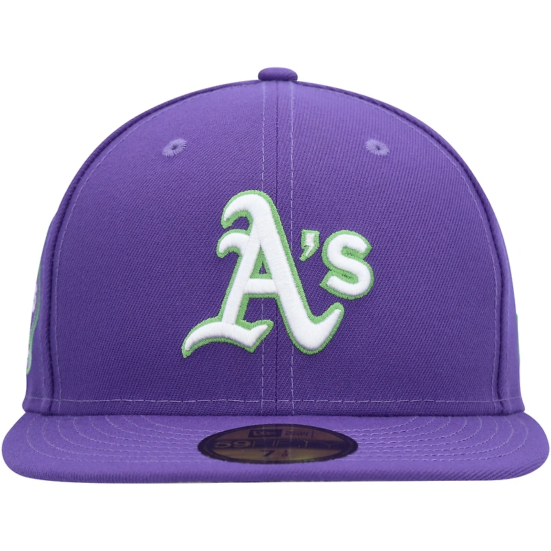 Men's New Era Purple Athletics Lime Side Patch 59FIFTY Fitted Hat