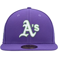 Men's New Era Purple Athletics Lime Side Patch 59FIFTY Fitted Hat