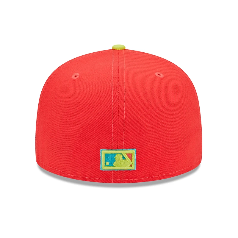 Men's New Era Red/Neon Green Athletics 40th Anniversary Lava Highlighter Combo 59FIFTY Fitted Hat