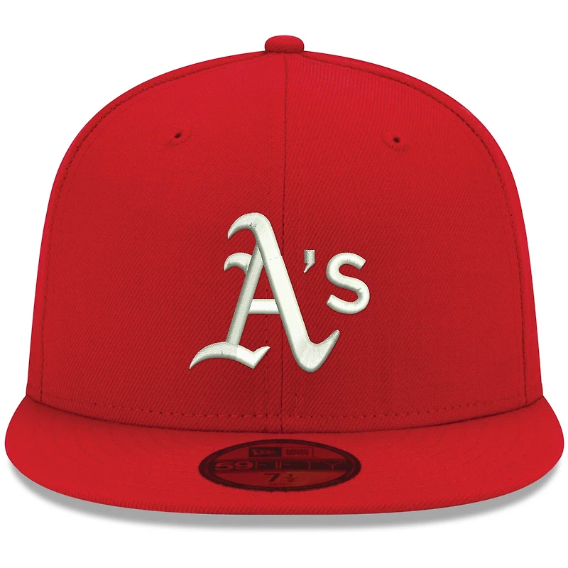 Men's New Era Red Athletics White Logo 59FIFTY Fitted Hat