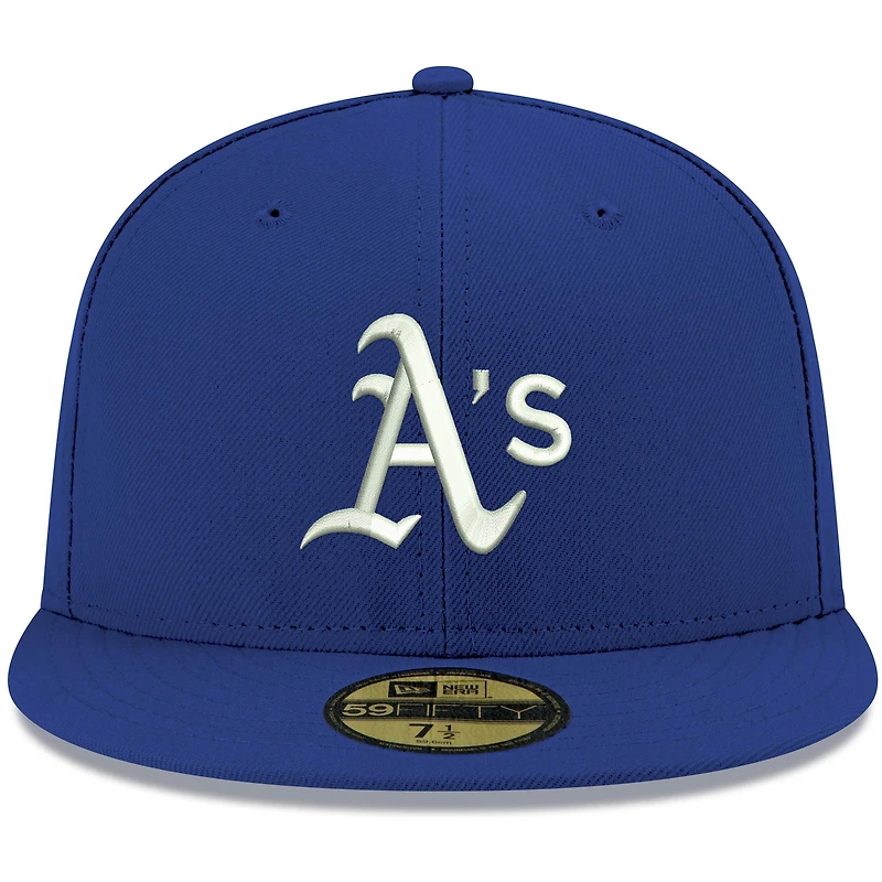 Casquette ajustée 59FIFTY blanche avec logo Royal Oakland Athletics New Era pour homme