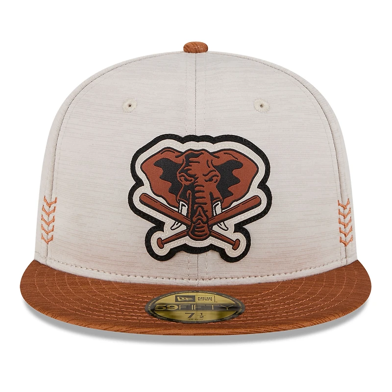 Men's New Era Stone/Brown Athletics 2024 Clubhouse 59FIFTY Fitted Hat