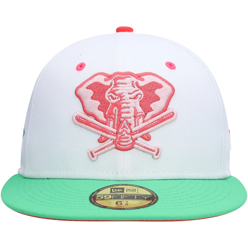 Men's New Era White/Green Athletics Alternate Logo Watermelon Lolli 59FIFTY Fitted Hat