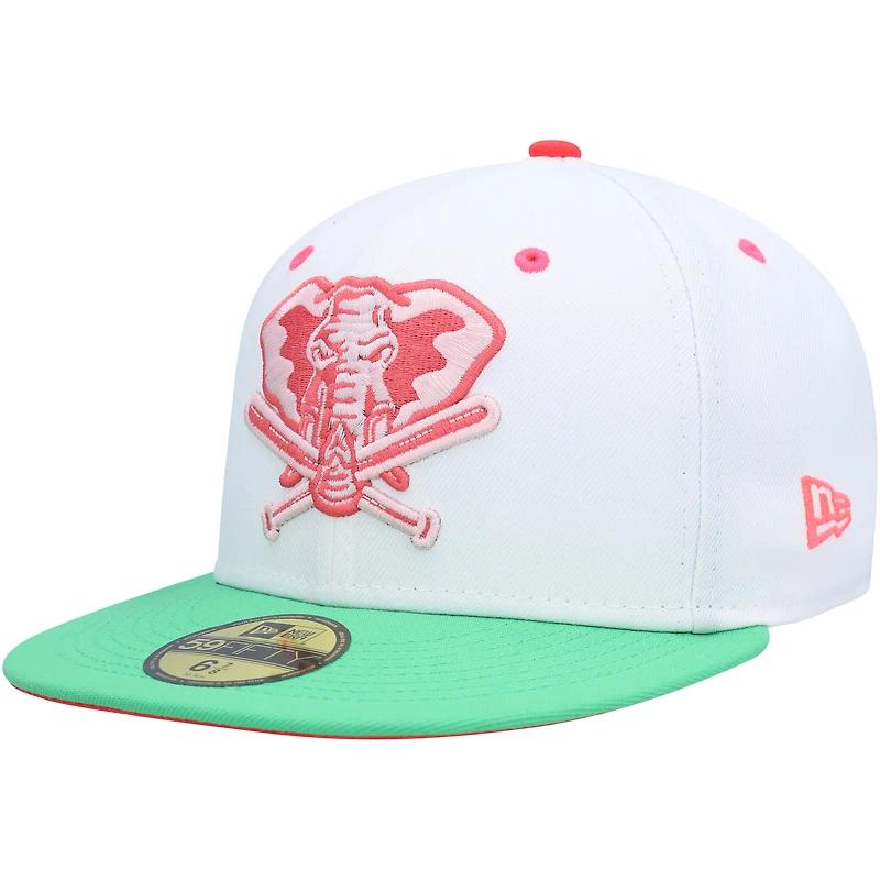 Men's New Era White/Green Athletics Alternate Logo Watermelon Lolli 59FIFTY Fitted Hat
