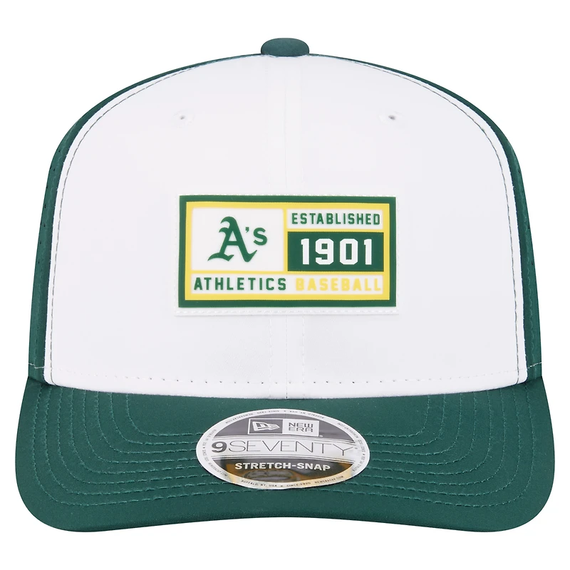 Men's New Era White/Green Athletics Established Patch 9SEVENTY Adjustable Hat