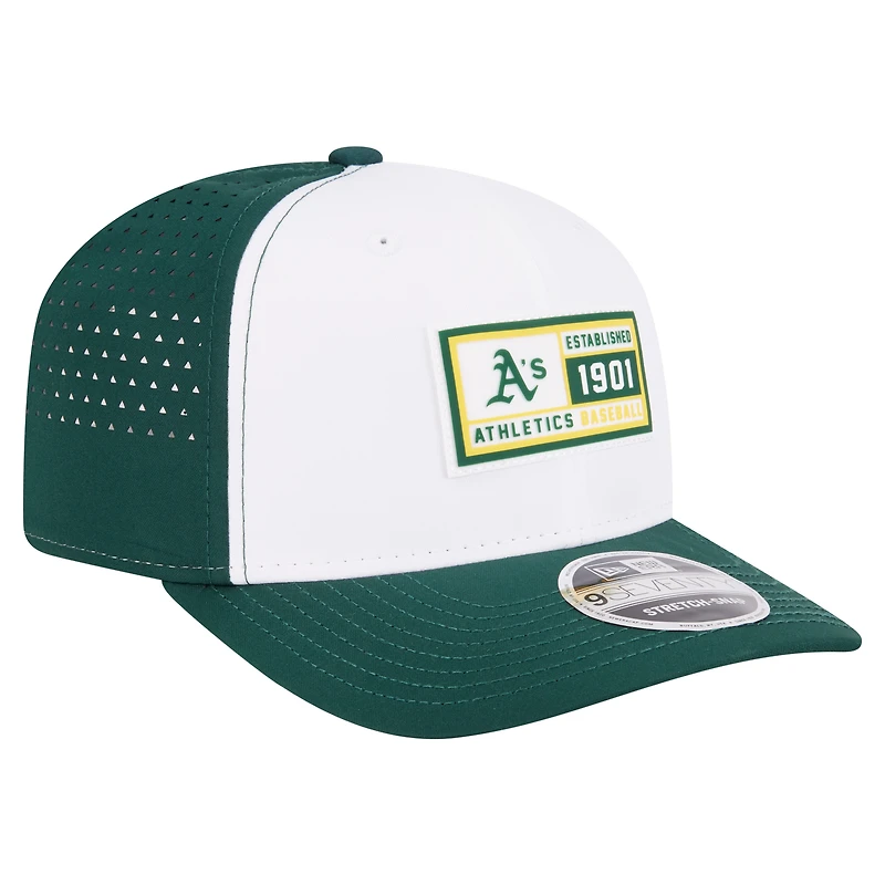 Men's New Era White/Green Athletics Established Patch 9SEVENTY Adjustable Hat