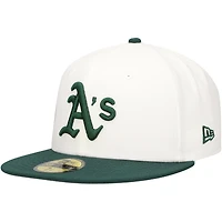 Men's New Era White/Green Athletics Major Sidepatch 59FIFTY Fitted Hat