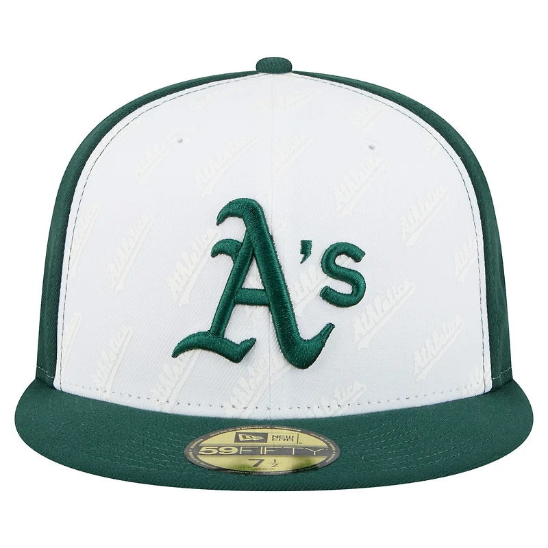 Men's New Era White/Green Athletics Repeat 59FIFTY Fitted Hat