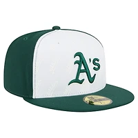 Men's New Era White/Green Athletics Repeat 59FIFTY Fitted Hat