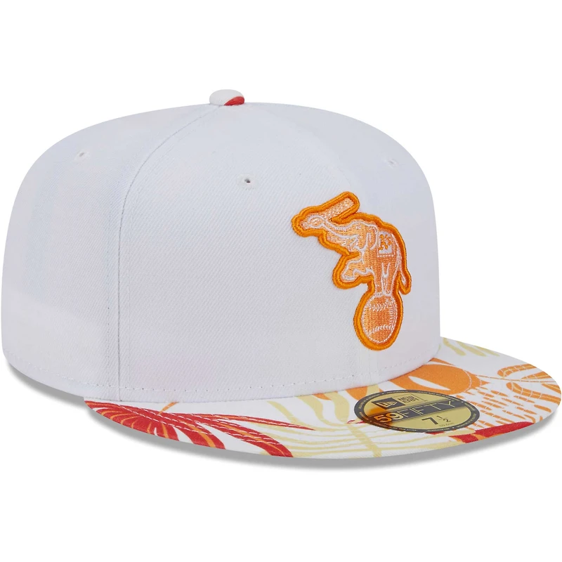 Men's New Era White/Orange Athletics Flamingo 59FIFTY Fitted Hat