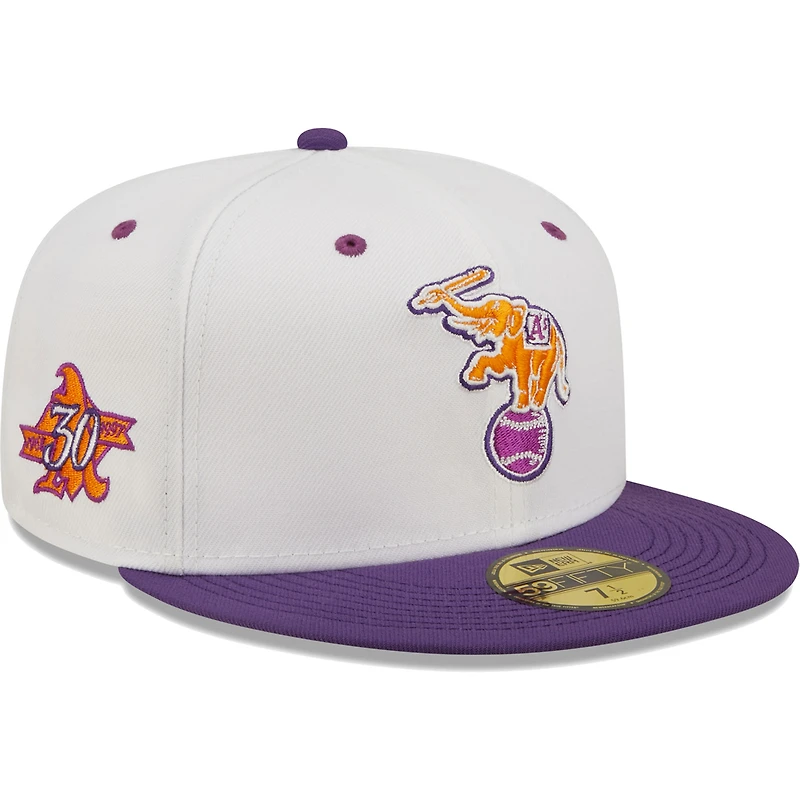Casquette ajustée New Era Athletics 30e saison Grape Lolli 59FIFTY pour homme, blanche/violette