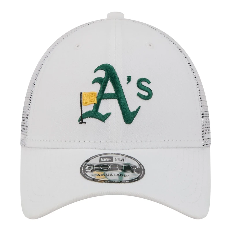 Casquette trucker ajustable New Era Athletics Flag 9FORTY blanche pour homme