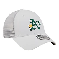 Men's New Era  White Athletics Flag 9FORTY Trucker Adjustable Hat