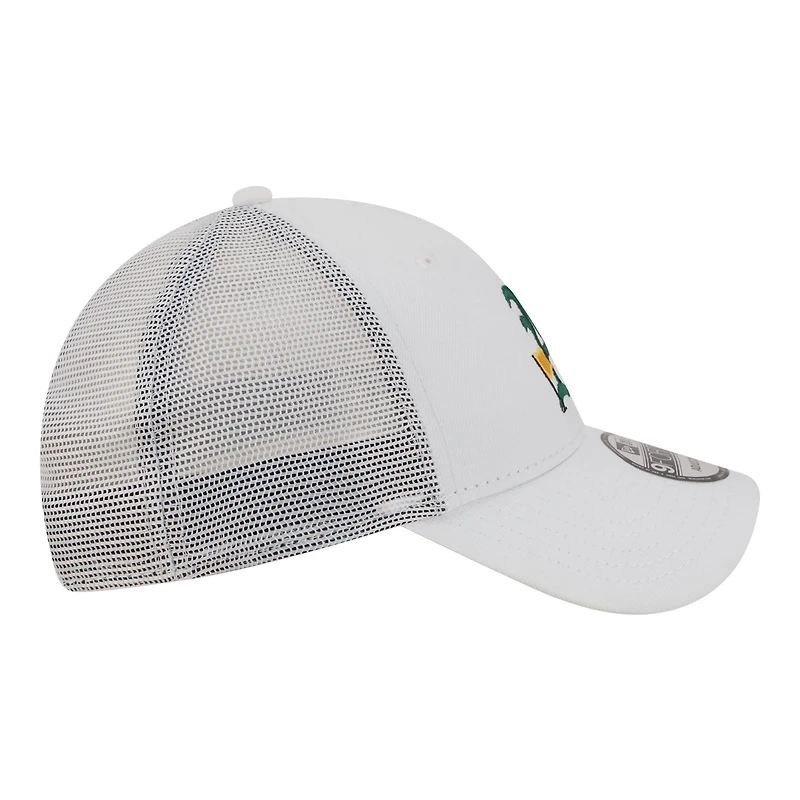 Men's New Era White Athletics Flag 9FORTY Trucker Adjustable Hat