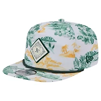 Men's New Era White Athletics Printed Island Golfer Snapback Hat