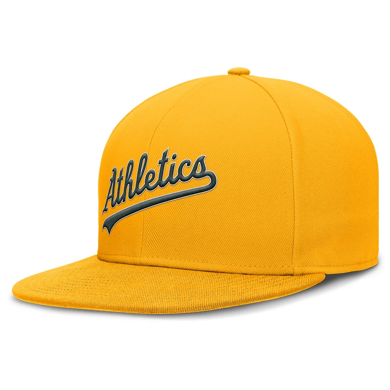 Casquette Nike Athletics verte pour homme, logo Wordmark Dri-FIT, visière ronde, coupe ajustée